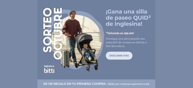 Página oficial de Bitti con el sorteo de una silla de paseo Quid³ de Inglesina.