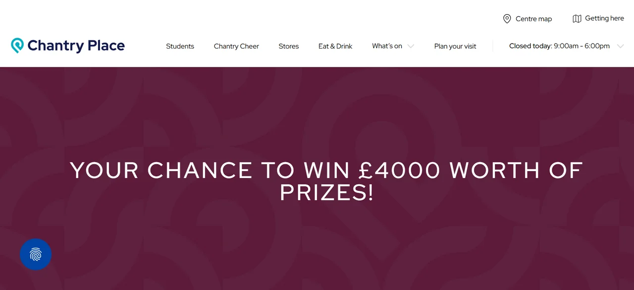 Official Chantry Place competition page for the £4,000 worth of prizes campaign.