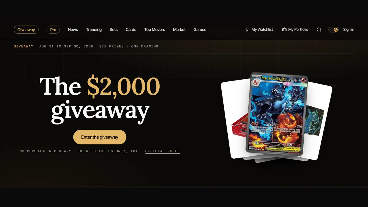 Chase Society Fall 2026 Giveaway Chase Society giveaway landing showing the $2,000 fall trading-card giveaway.