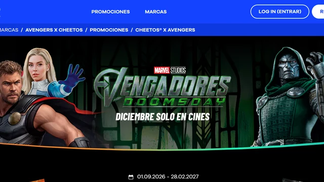Promoción Cheetos x Avengers 2026 con la campaña Avengers Doomsday y premios de Disneyland Paris