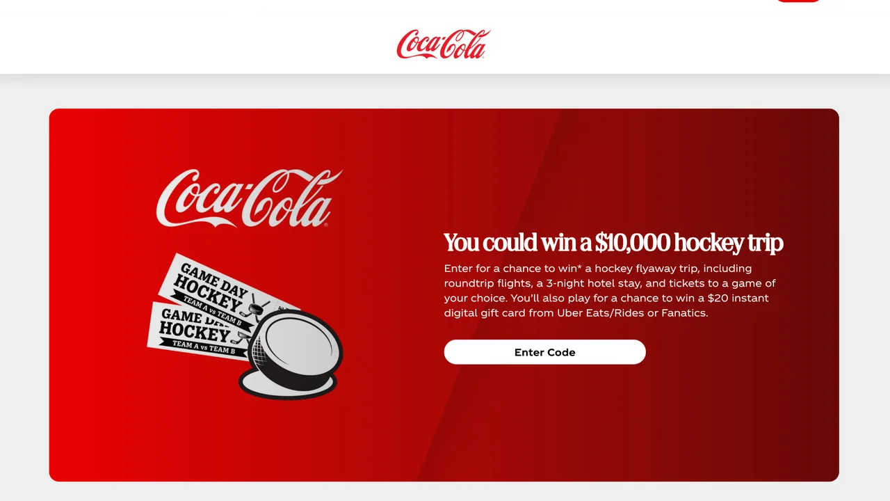 Coca-Cola Hockey Ultimate Fan 2026 Official Coca-Cola Hockey Ultimate Fan page highlighting a $10,000 hockey trip