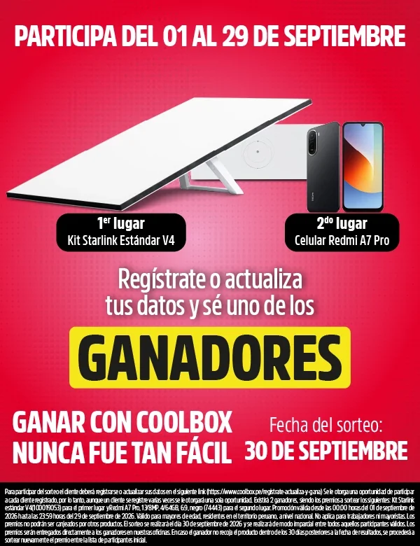Coolbox Regístrate, actualiza y gana septiembre 2026 Creatividad oficial de Coolbox Perú para la campaña Regístrate, actualiza y gana septiembre 2026.