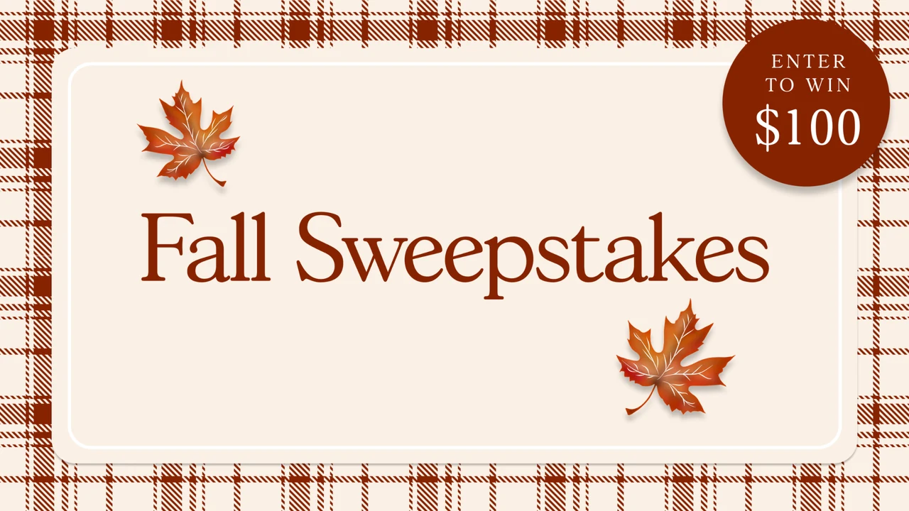 Official visual for Cricut Fall Sweepstakes 2026 showing the fall-themed campaign art and the $100 prize callout.