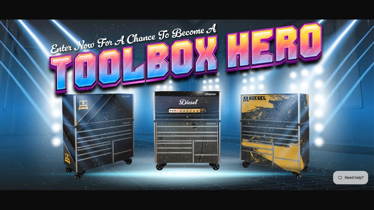Diesel Laptops giveaway banner promoting the Toolbox Hero prize.