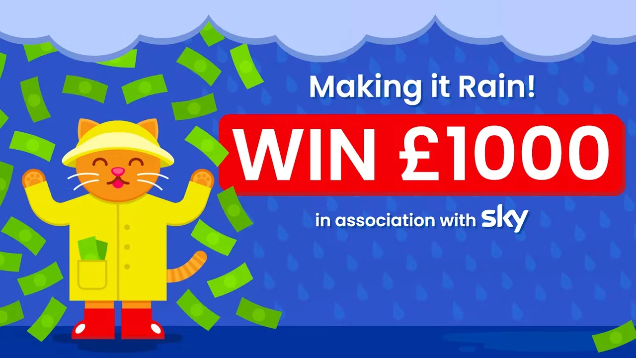 Official Digital TV banner for the Making it Rain! Win £1000 prize draw in association with Sky.