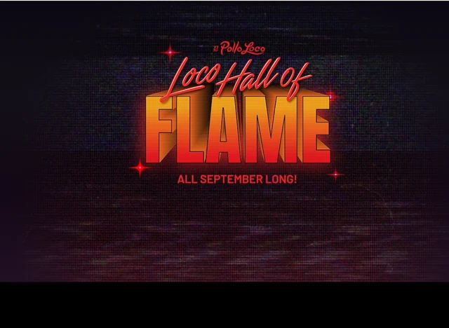 Official El Pollo Loco Loco Hall of Flame challenge artwork promoting the chance to win Free Chicken for Life.