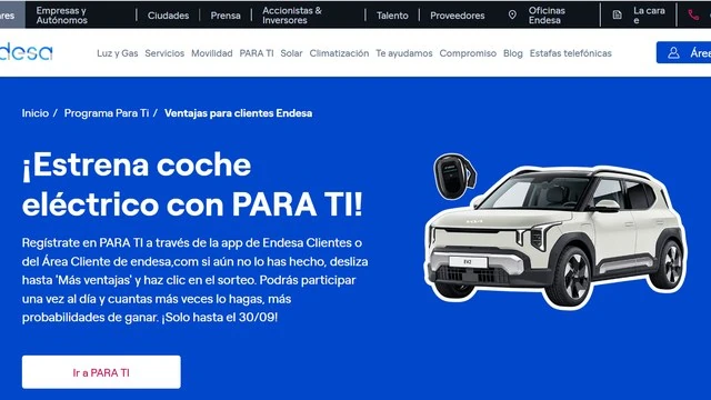 Sorteo Endesa 2026 para ganar un KIA EV2 Air eléctrico con punto de recarga