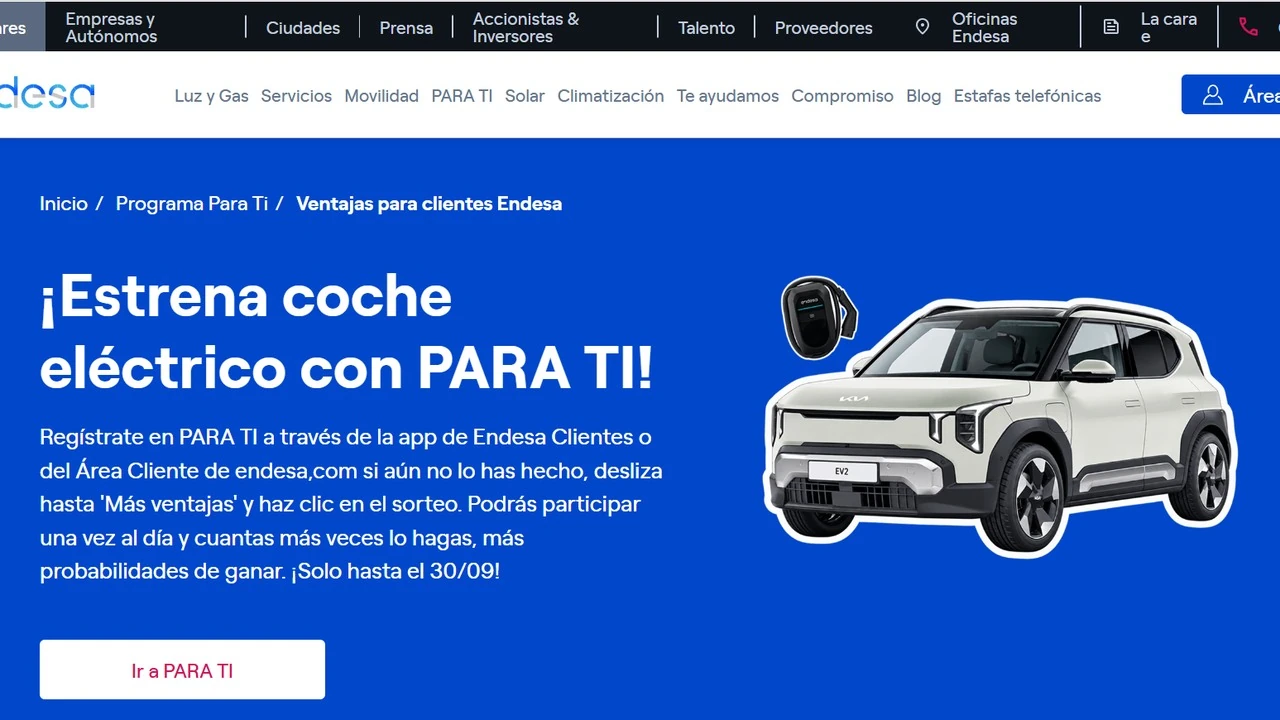 Sorteo Endesa 2026 para ganar un KIA EV2 Air eléctrico con punto de recarga
