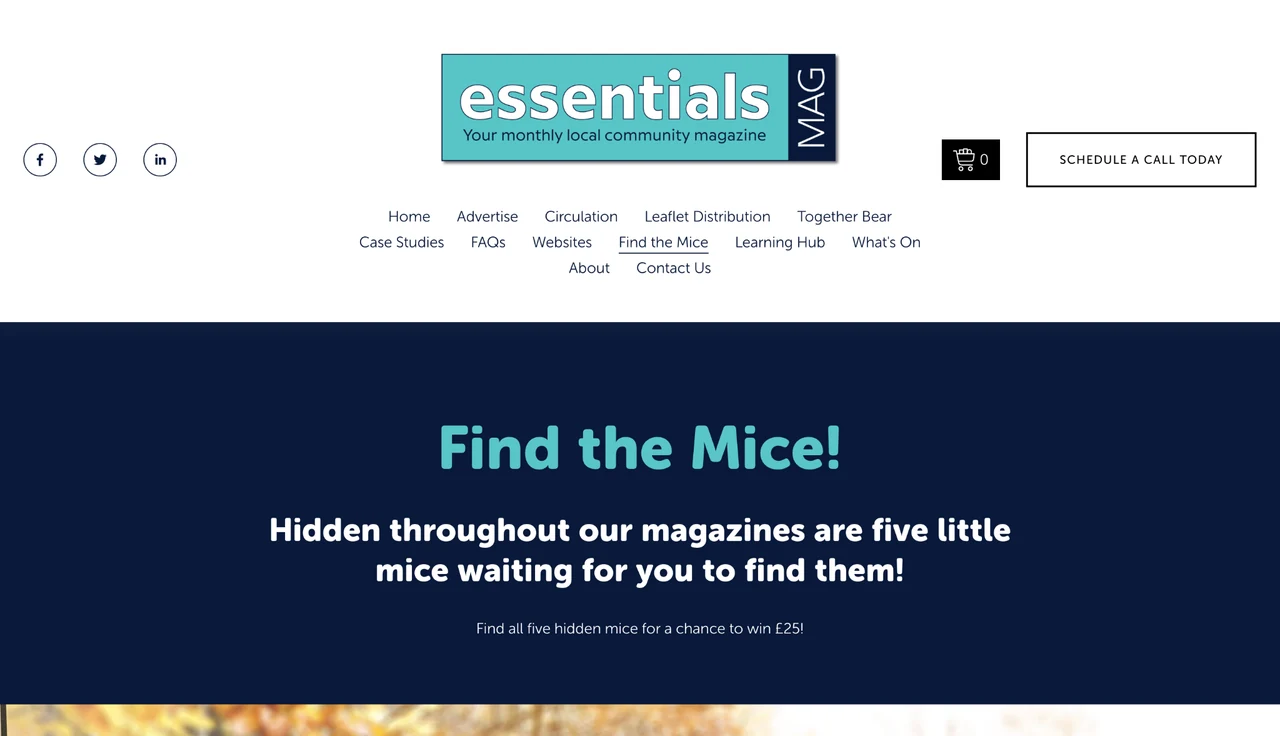 EssentialsMAG Find the Mice September 2026 Official EssentialsMAG Find the Mice page promoting the September 2026 £25 competition.