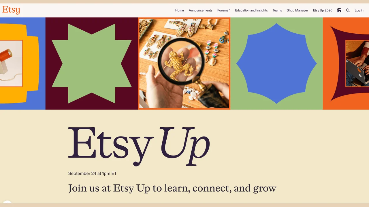 Official Etsy Up event page promoting the Etsy Up 2026 sweepstakes.