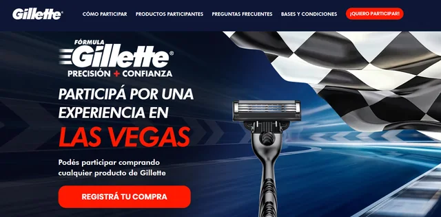 Gillette Te lleva a Las Vegas 2026 Página oficial de Gillette Te lleva a Las Vegas 2026 con la promoción de un viaje a Las Vegas