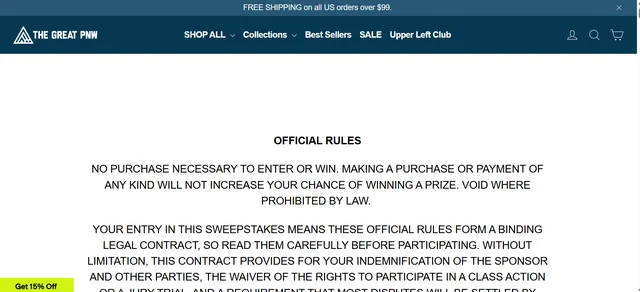 The Great PNW September 2026 Bike Sweepstakes Official rules page for The Great PNW September 2026 Bike Sweepstakes