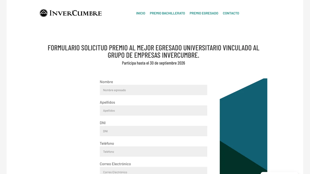 Premio Invercumbre al mejor egresado universitario 2026 Formulario oficial de candidatura al Premio Invercumbre 2026 al mejor egresado universitario.