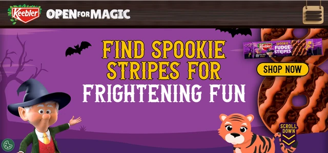 Keebler Find Spookie Stripes campaign page for the 2026 zoo sweepstakes