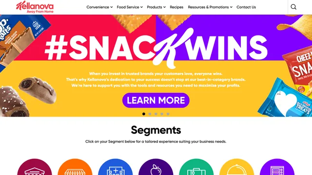 Kellanova Away From Home page used as the visual reference for the Snack & Score Sweepstakes