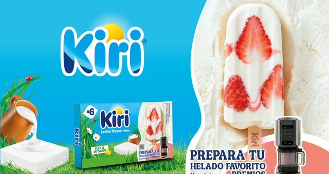 Página oficial de la promoción Kiri Helados con el mensaje «Prepara tu helado favorito y podrás ganar premios» y una heladera Ninja CREAMi.