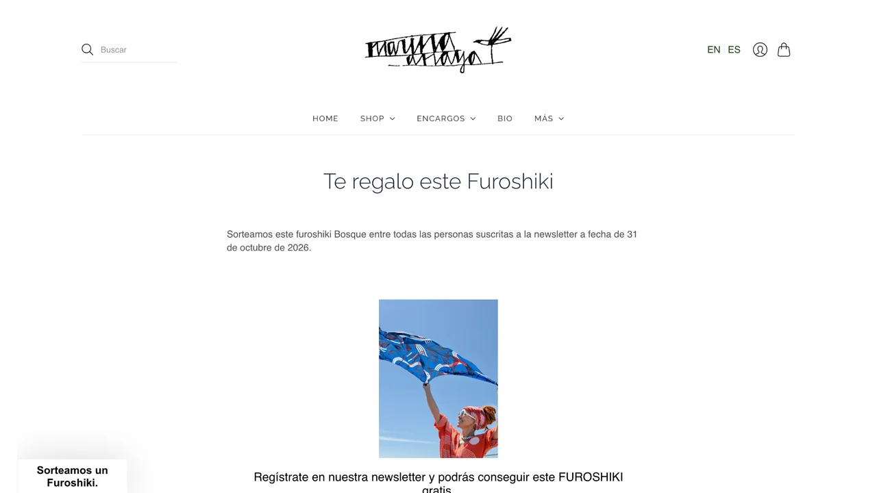 Página de Marina Anaya con el sorteo de un Furoshiki Bosque.