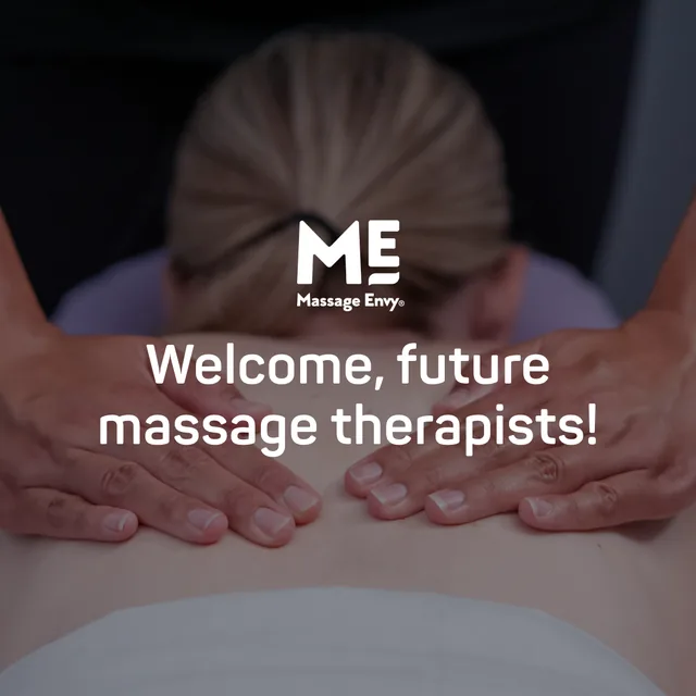 Massage Envy scholarship sweepstakes graphic welcoming future massage therapists.