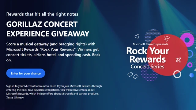 Microsoft Rewards Gorillaz Concert Experience Giveaway 2026 Rock Your Rewards promotion