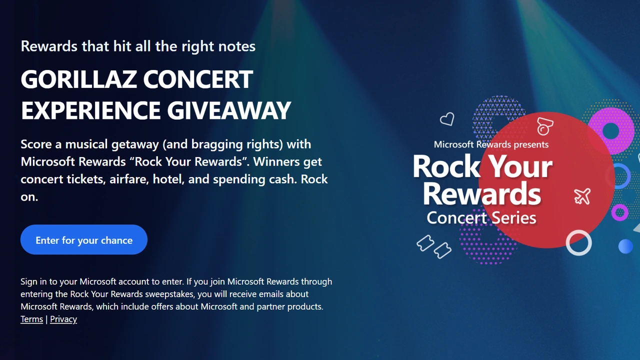 Microsoft Rewards Gorillaz Concert Experience Giveaway 2026 Rock Your Rewards promotion