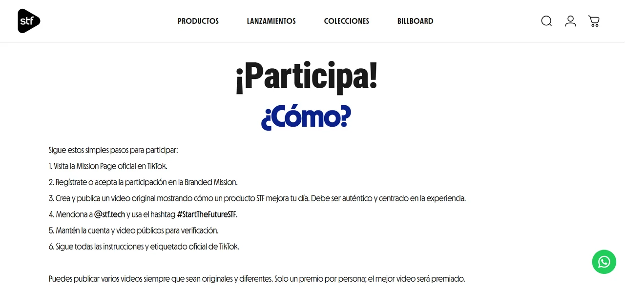 Mission STF — #StartTheFutureSTF 2026 Captura oficial de STF con instrucciones para participar en la promoción #StartTheFutureSTF 2026