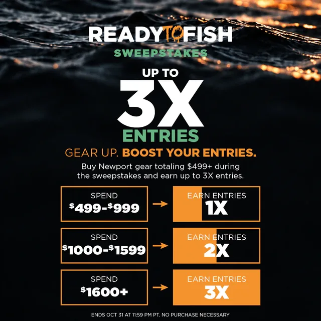 Newport Ready to Fish sweepstakes graphic with the motorized kayak package.