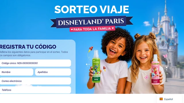 Página del sorteo Nosa para ganar un viaje familiar a Disneyland Paris