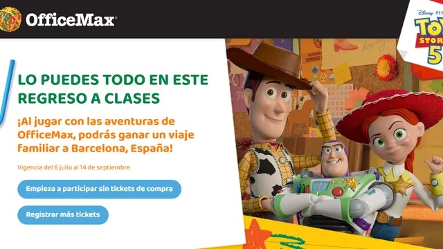 Promoción OfficeMax Lo Puedes Todo 2026 para ganar un viaje familiar a Barcelona inspirado en Toy Story 5