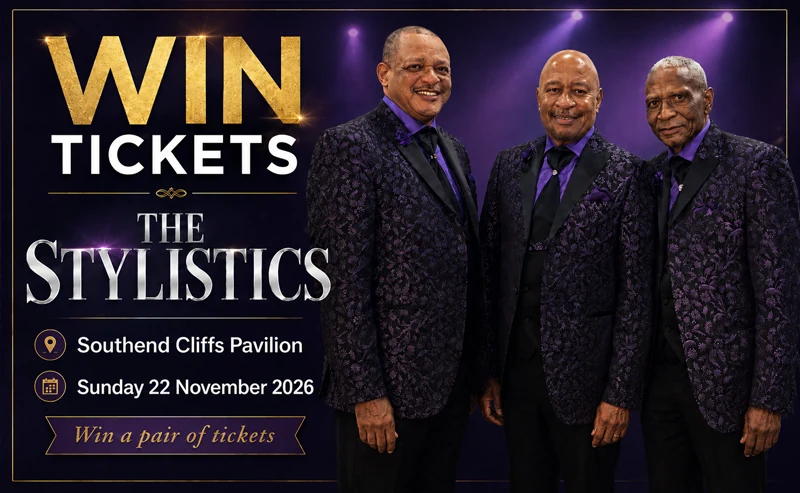 Official Oracle Publications competition image promoting a pair of tickets for The Stylistics at Southend Cliffs Pavilion.
