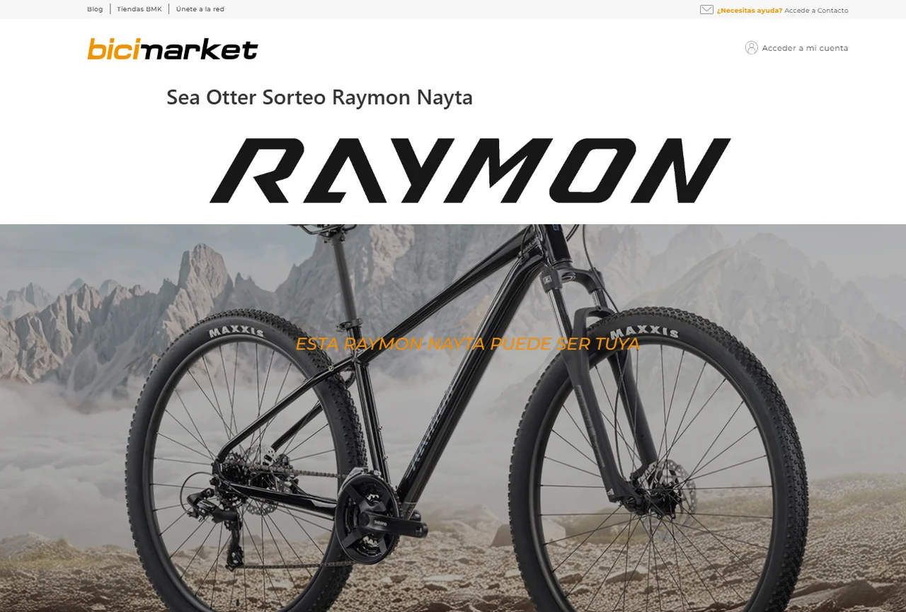 Sorteo RAYMON Nayta 29 Sea Otter Europe 2026 Página del sorteo de Bicimarket para ganar una bicicleta RAYMON Nayta 29 en Sea Otter Europe 2026