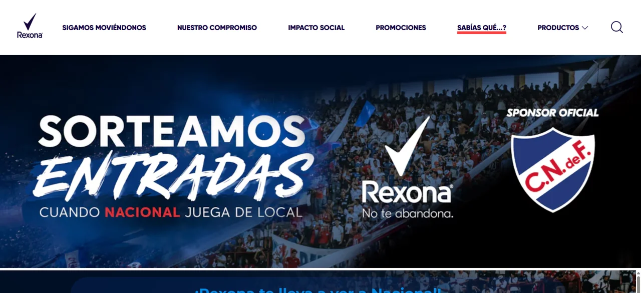 Página oficial de Rexona Uruguay para el sorteo de entradas cuando Nacional juega de local.