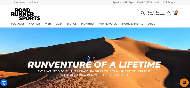 Road Runner Sports Runventure Sweepstakes 2026 Official Road Runner Sports Runventure Sweepstakes page featuring a Rogue Expeditions running adventure in desert dunes