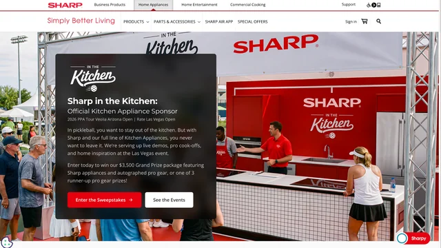Sharp in the Kitchen promotional image used for the Win in the Kitchen Sweepstakes.
