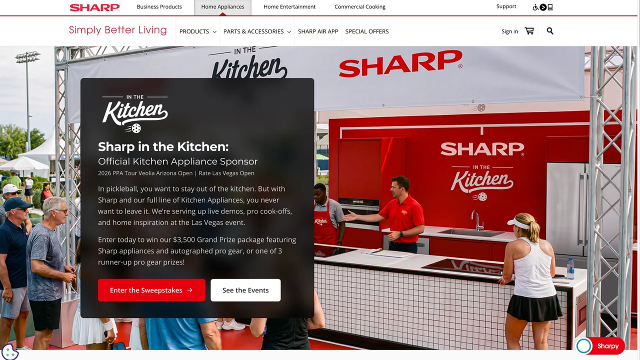 Sharp in the Kitchen promotional image used for the Win in the Kitchen Sweepstakes.