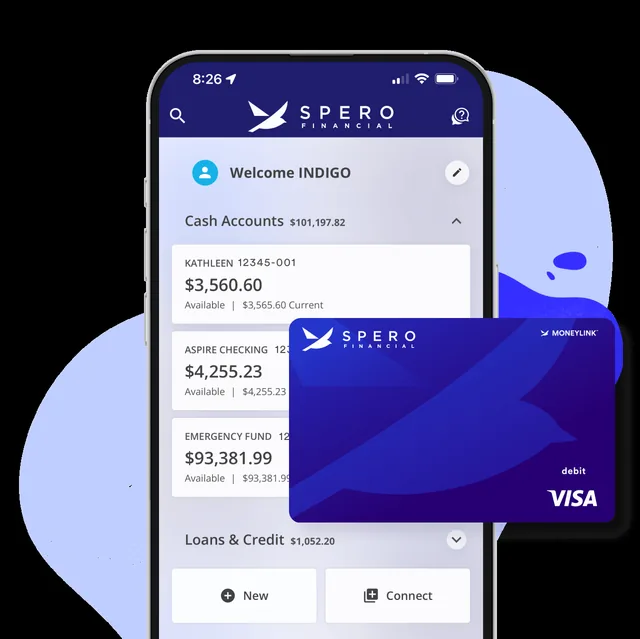 Spero Financial app and card shown on the Winning Starts Here page.