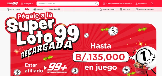 Promoción Super 99 Super Loto Recargada con premios en efectivo en Panamá