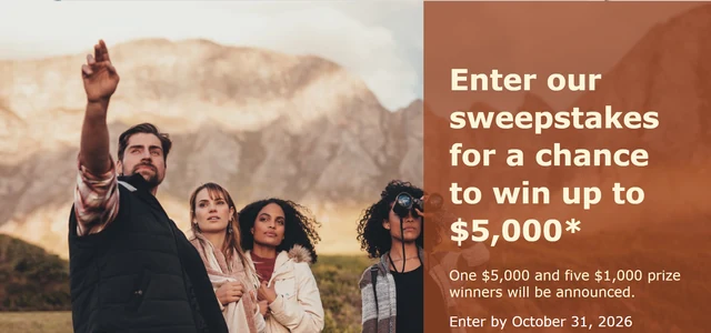 Official TCM Bank 2026 Sweepstakes page advertising cash prizes up to $5,000