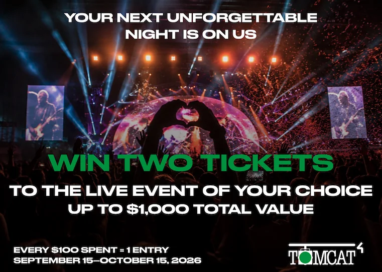 TOMCAT Your Next Unforgettable Night Is On Us 2026 Official TOMCAT promotional artwork for Your Next Unforgettable Night Is On Us 2026.