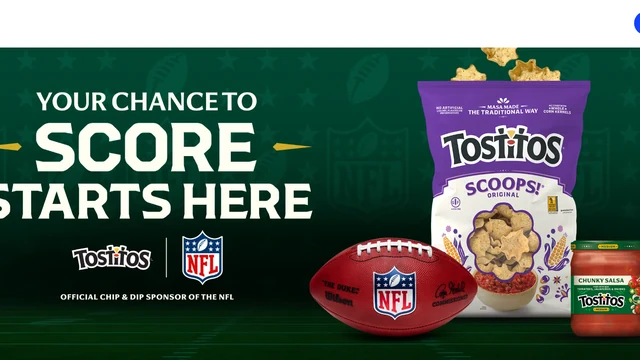 Tostitos NFL Gameday Experiences promotion artwork with Tostitos Scoops, salsa and an NFL football
