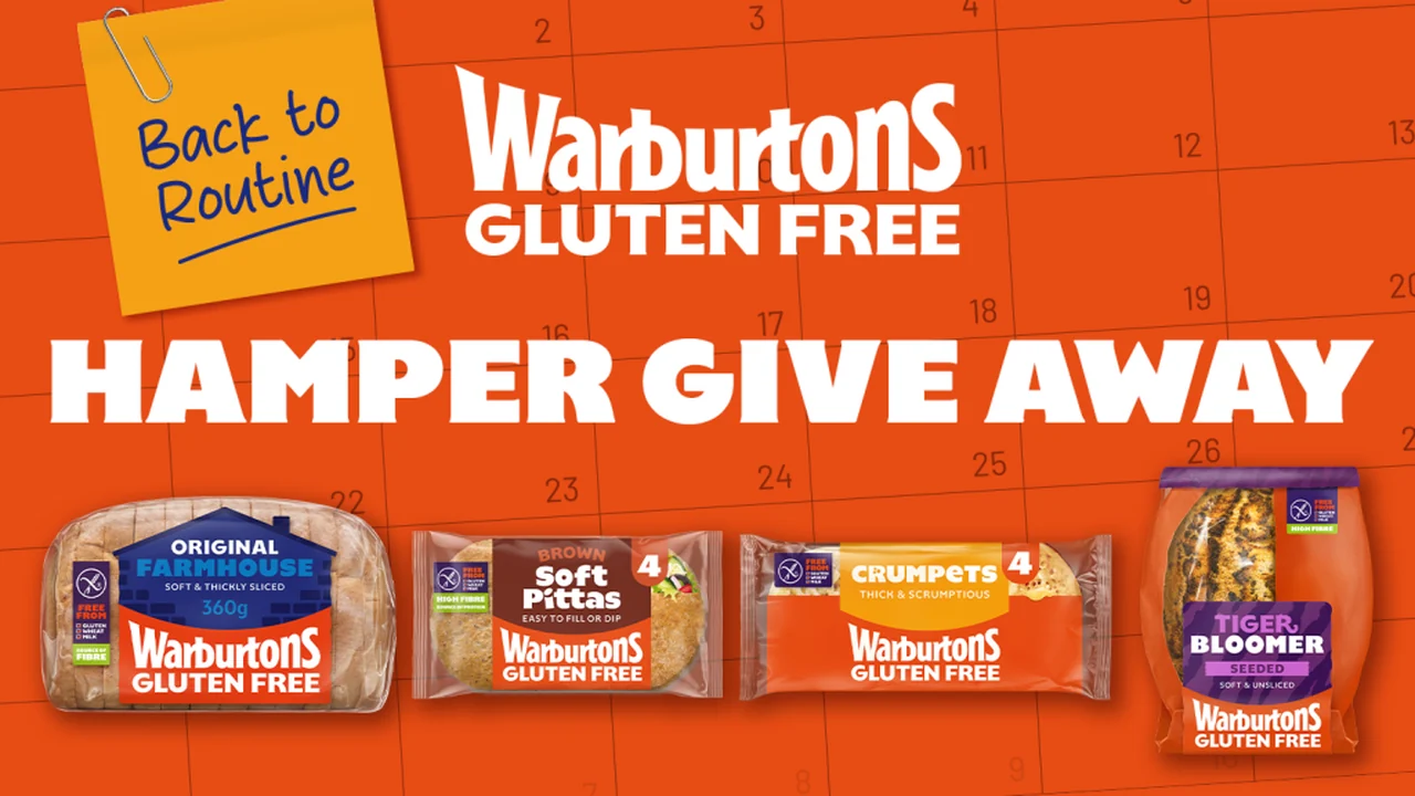 Warburtons Gluten Free Hamper Giveaway September 2026 Official Warburtons Gluten Free hamper giveaway artwork showing the September 2026 prize bundle.