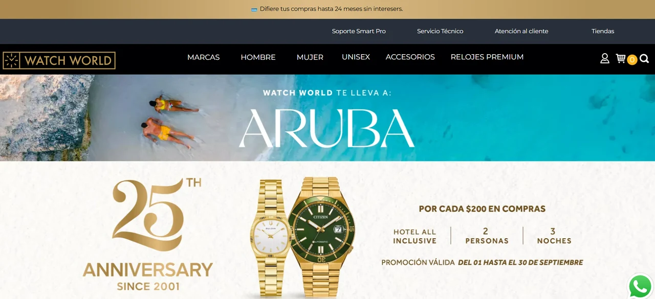 Watch World te lleva a Aruba 2026 Página oficial de Watch World para el sorteo de un viaje a Aruba para dos personas