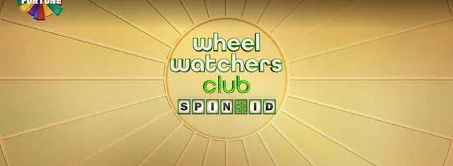 Wheel of Fortune website showing the Wheel Watchers Club SPIN ID logo over the golden wheel background.